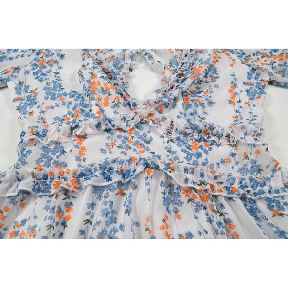 Unbranded Floral‎ Dress Long Sleeves Cottagecore Fairy Womens M Deep V-Neck - Picture 13 of 16